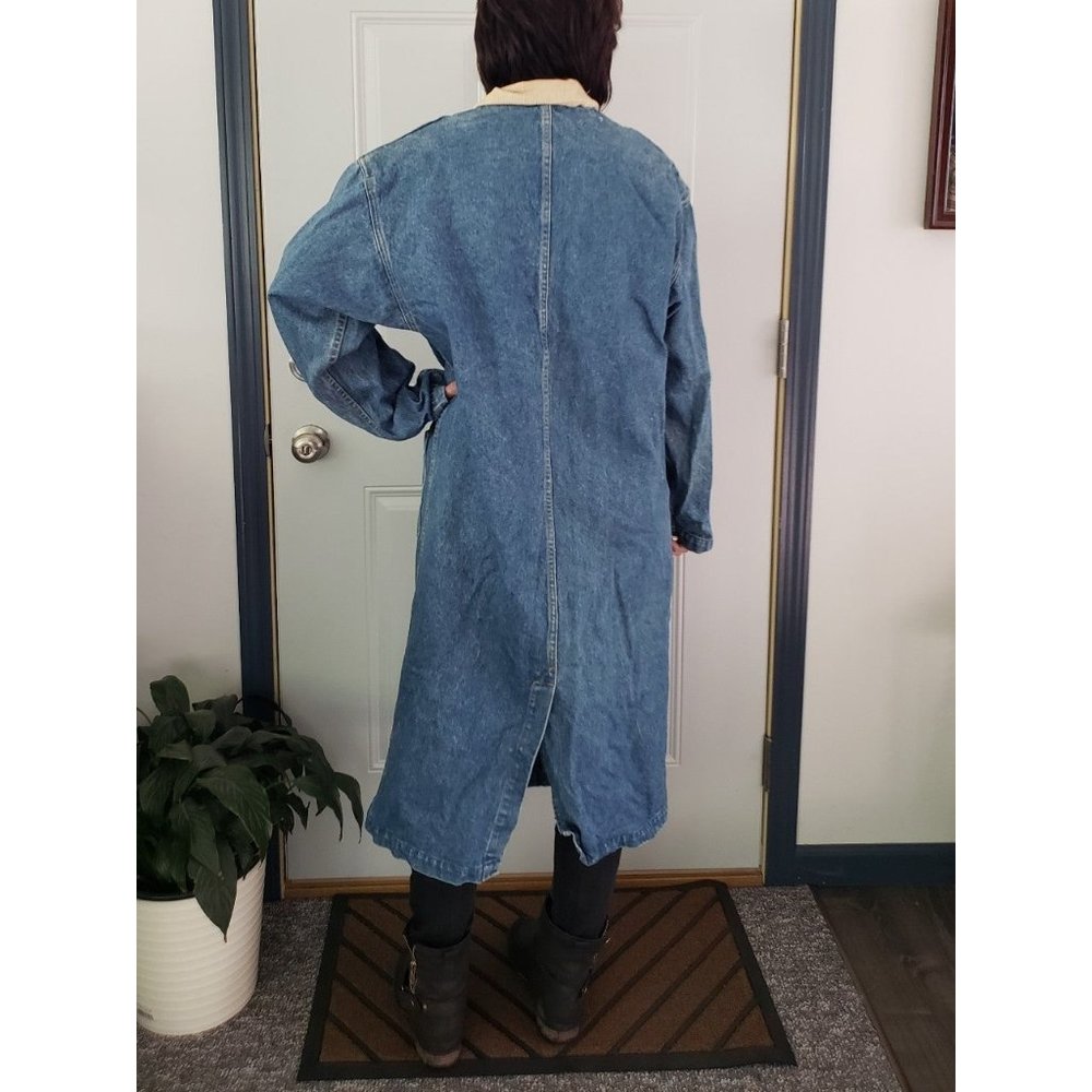 90s Denim Trench Coat - Picture 3 of 4